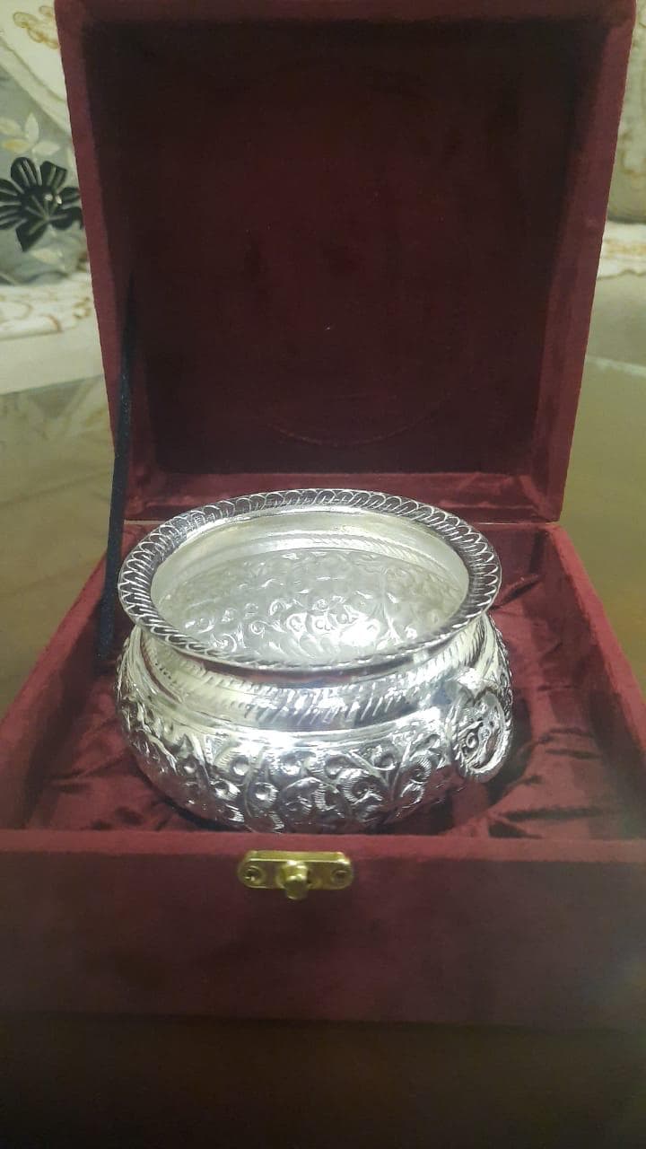 Premium Hand-Embossed Silver-Plated Executive Brass Bowl