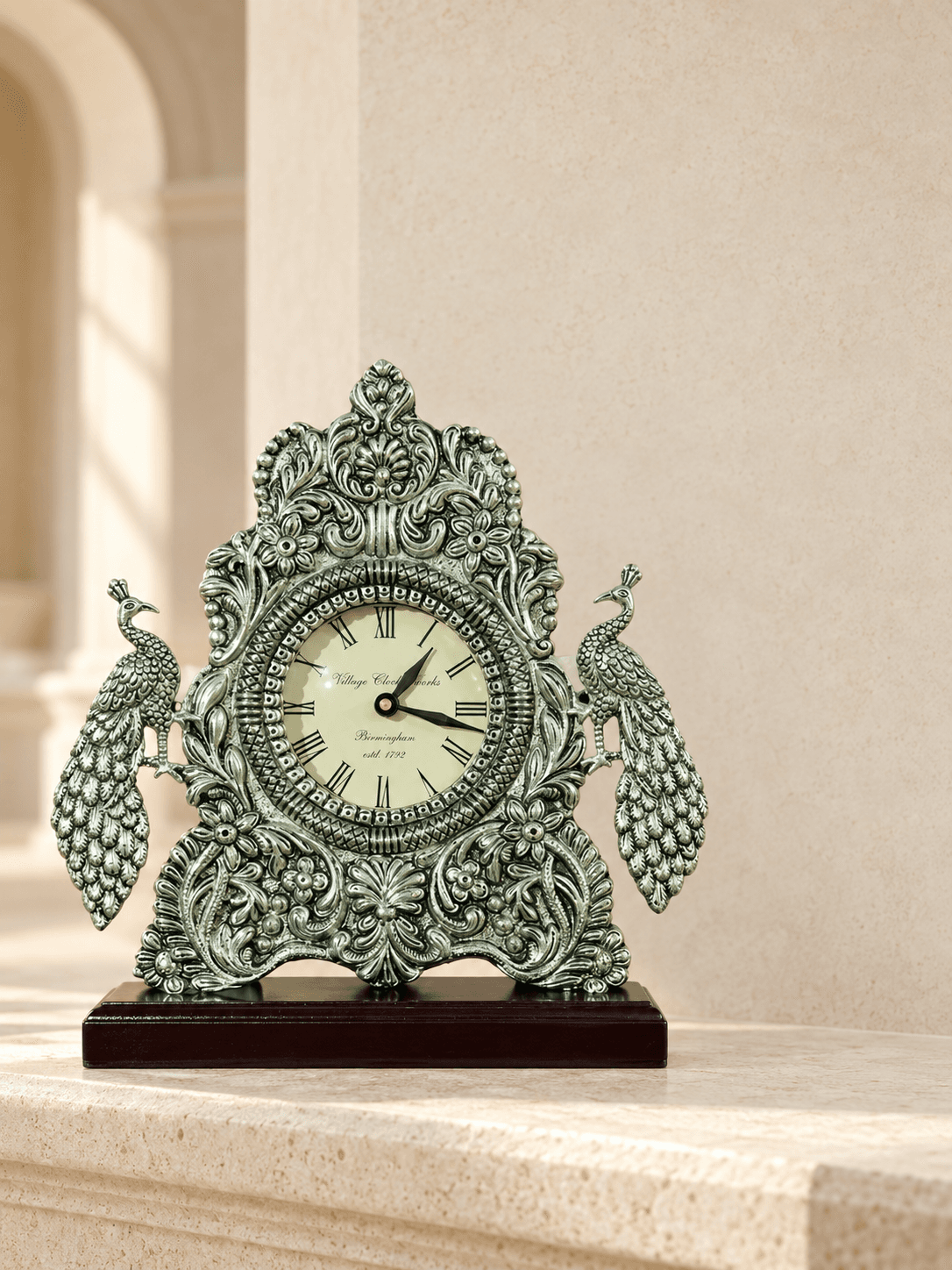 Peacock Table Clock